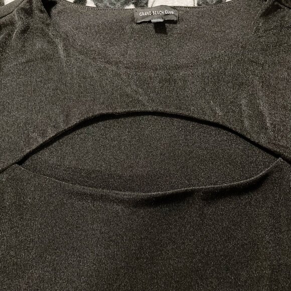 GRAND BEACH CLUB Black plus-size keyhole neckline short-sleeve top 2X XXL shirt - Picture 5 of 15